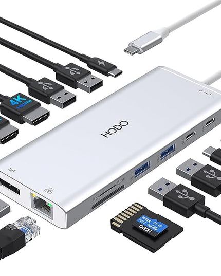 USB C Docking Station Dual Monitor HDMI for HP, Laptop Docking Station 3 Monitors Triple Display USB C Hub Adapter to 2 HDMI 4K,DP,Ethernet,6 USB,PD,SD/TF, Audio, USB C Dock 14 in 1 for Surface
