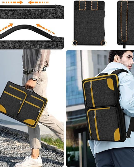 Hseok Laptop Case 15 15.6 16 inch Sleeve with Handle and Hidden Strap,Compatible with MacBook Pro 15.4 16, 360° Protective PC Briefcase with 4 Pockets for Laptop Accessory,Easy to Carrying,Yellow
