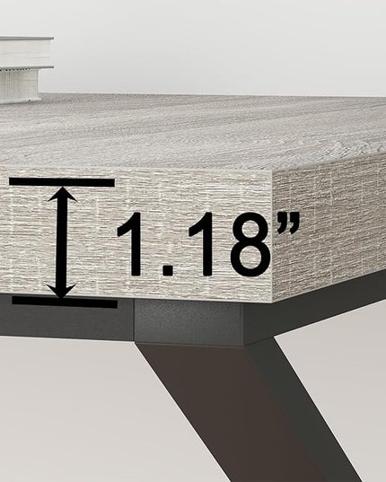 HSH 70 Inch Long Grey Desk, Large Home Office Computer Desk for 2 People, Industrial Wood and Metal Executive Work Writing Study Gaming Desk Table, Modern Bedroom Simple PC Laptop Desk Double Desk