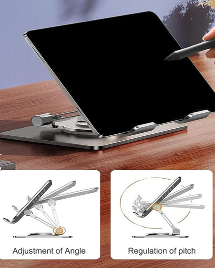 Ywmsfl Tablet Holder Stand 360 Degree Rotatable Portable Foldable Desktop Bracket for Tablet Laptop Desktop Holder Secure Desk Mount