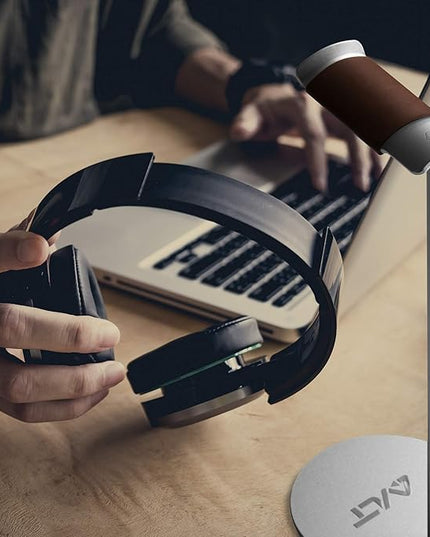 AVLT Universal Slim Aluminum Alloy Desktop Headphone Stand Anti-Slip Headset Display Organizer Hanger Rack Holder - Brown