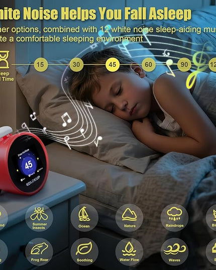 Smart Alarm Clock for Kids, AI Voice Assistant Clock with Chat, Ok to Wake Clock, 12 White Noise Sounds, Sleep Trainer, Time Management Tool, Music Player via TF/MP3 Card, Weather Forecast