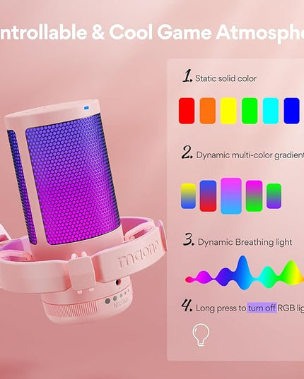 MAONO Gaming USB Microphone with Noise Cancellation, Streaming mic for PC Computer MAC PS4 PS5, All-in-One Kit with Mute, Monitor for Recording, Podcast, Twitch, YouTube, Discord, DGM20S Pink