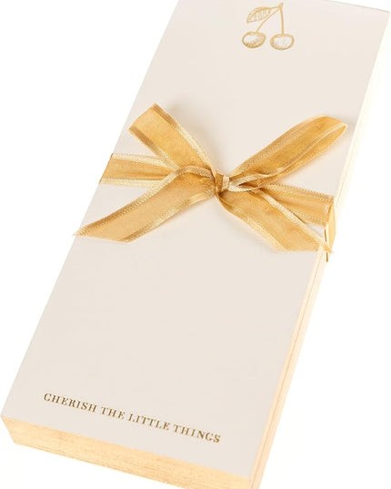 Graphique Cherries Designer List Pad Luxe Collection, Gold Foil Embossed To-Do Notepad, Writing Pad with150 Pages, 4” x 9.75”