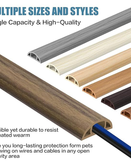 Floor Cord Covers for Wires 3.3FT Cable Hider Wire Cover Self Adhesive Cord Hider Floor for Offices, Homes, Workshops, Warehouses Cable Cavity 0.39" W x 0.27" H