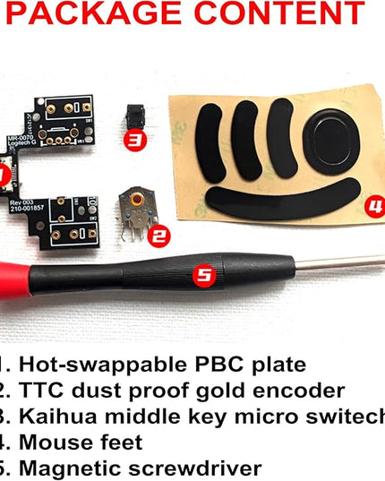 Hot-Swap Micro Switch PCB Kit for Logitech G Pro Wireless GPW Mice – ENIG Gold Pads, 6-Claw Clamps | Fix Double-Click & Customize Clicks