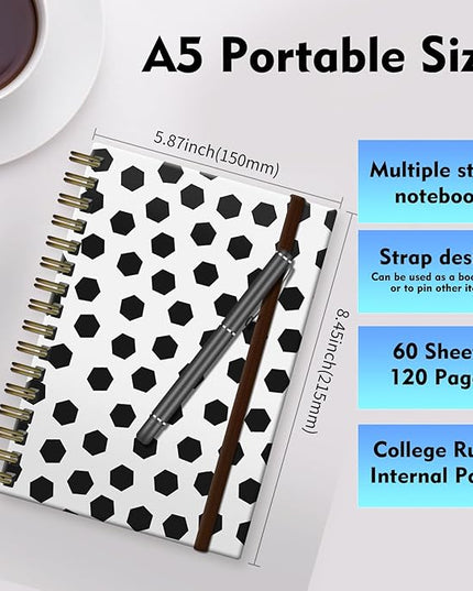 Spiral Journal Notebook, A5 Cute Notebooks for Women Men, College Ruled Hardcover Notebook for Work & Note Taking, 60 Pages Double-Wire Journals for Writing (abstract diamond)