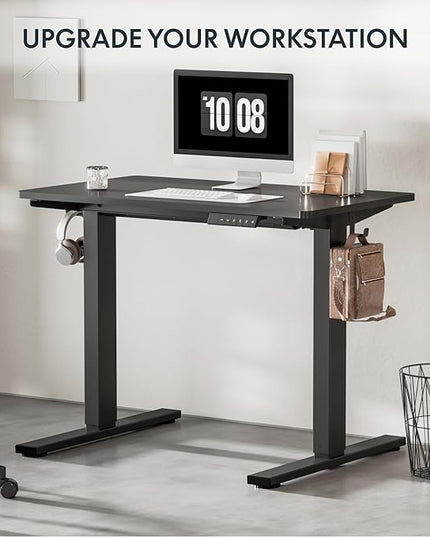 FLEXISPOT EN1 One-Piece Standing Desk, 40"x24" Seamless Desktop Electric Height Adjustable for Home Office, Study Rooms & Multi-Device Workstations, Black