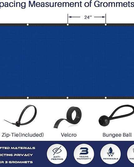 Windscreen4less Privacy Fence Screen Heavy Duty Windscreen Fencing Mesh Fabric Shade Net Cover with Brass Grommtes for Outdoor Wall Garden Yard Pool Deck, 6'x43' Blue
