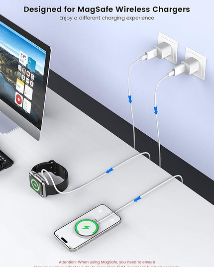 MOSWAG USB C Female to USB A Male Adapter, Compatible with Apple MagSafe Watch 9/8/7/SE/Ultra, iPhone 15/14/13/12 Mini/Pro/Max, iPad, Galaxy Note, Pixel, CarPlay, Wall Plug