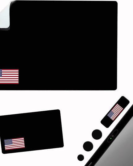Mouse Pad Adhesive Bottom - Sticks to Any Surface - Portable - Webcam Covers and Screen Cleaner Included (USA Flag)