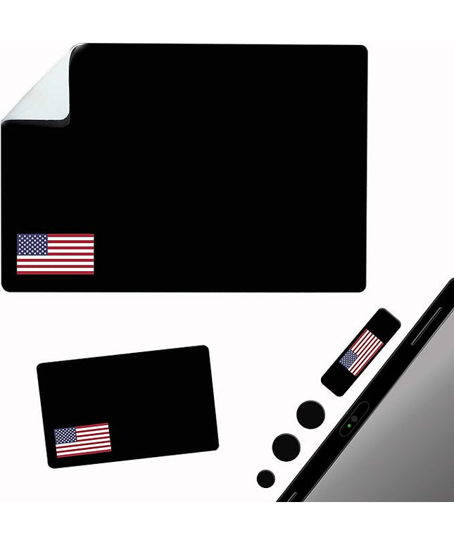 Mouse Pad Adhesive Bottom - Sticks to Any Surface - Portable - Webcam Covers and Screen Cleaner Included (USA Flag)