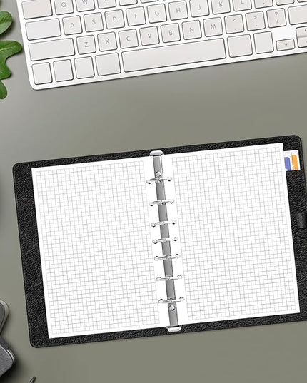 A5 Grid Refill Paper, 7-Hole Graph Paper, 100Sheets / 200Pages Loose-Leaf Grid Paper, 100gsm White Paper, 5.8" x 8.3 "