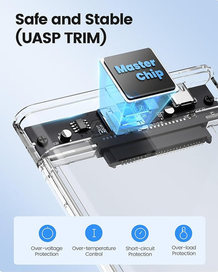 ORICO 2.5 inch Hard Drive Enclosure SATA to USB C 3.1 6Gbps External Hard Drive Case for 7/9.5mm HDD/SSD Support UASP Up to 6TB -2139C3-CR