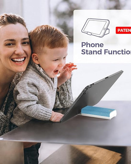 CLICK CLEAN Touchscreen Mist Cleaner, Screen Cleaner, All in One Screen Cleaner Spray with Microfiber and Phone Stand for All Phones, Laptop and Tablet Screens (Light Blue)
