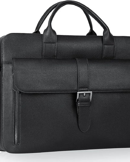 ESTARER Laptop Briefcase 15.6 Inch, Men’s Briefcase for Business/Travel, Leather Computer Office Work Bag, Water Resistant Laptop Bag, Black