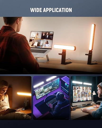 NEEWER Basics 12W Dual Monitor Light Bar with Stands, LED Lamp for Home Office Video Conference Lighting Desk Computer Laptop Webcam Zoom Streaming, Bi Color, Remote/Touch Control Dimmable, L10