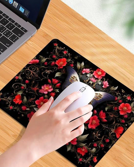 Black Butterfly Square Mouse pad, Texture, Waterproof, Anti Slip Rubber Base, Computer Mouse pad, Laptop Mouse pad