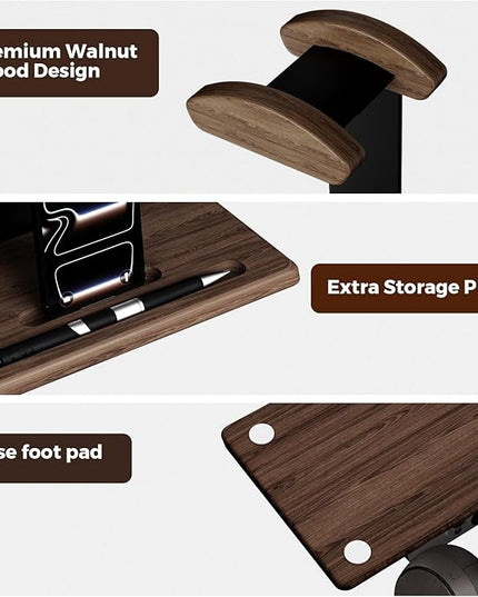Walnut Headset Stand for Desk with Phone Holder | Headphone Stand Headphone Holder (Dark Walnut)