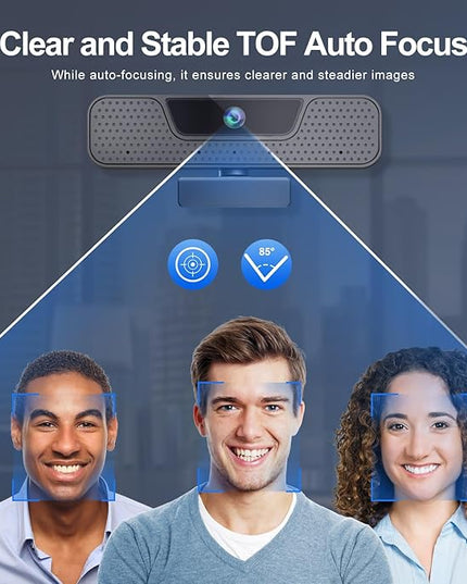 4K Auto Focus Webcam for PC, 4 AI Noise-Canceling Mics UHD Web cam, Auto Light Correction, 85°FOV Computer Web Camera, USB C Plug&Play Webcam with Tripod & Privacy Cover Works w/Zoom/Skype/Google