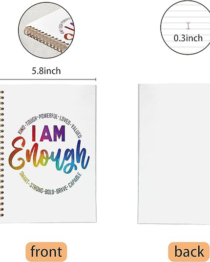 VNWEK Inspirational Notebook Journal,I Am Enough Inspirational Affirmation Spiral Notebook 5.5x8.3 Inch,Motivational Journal