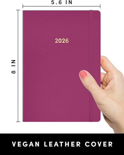 PAPERAGE 2026 Weekly & Monthly Planner, 12 Months (January 2026 - December 2026), 5.6 in x 8 in, Hardcover 2026 Planner with Weekly & Monthly Spreads, Note Pages, Stickers & Back Pocket – Raspberry