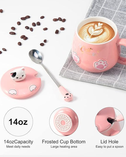 Bgbg Coffee Mug Warmer & Cute Cat Mug Set, Electric Beverage Cup Warmer for Desk Home Office with Three Temperature Up to, Coffee Warmer for Cocoa Milk Tea Water Candle, 8 Hours Auto Shut Off
