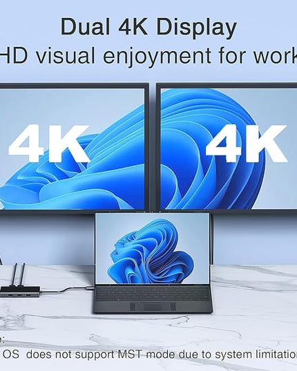 USB C Docking Station Dual Monitor Adapter for Dell HP, Laptop Docking Station 3 Monitors Quadruple Display USB C Hub Dongle to 4K HDMI+DisplayPort+VGA,3 USB2.0,100W PD, 8 in 1 Thunderbolt Dock