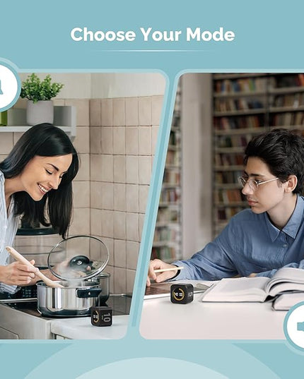 KADAMS Pomodoro Cube Timer Productivity Visual Timer - 5/10/25/50 Min Rotating Countdown, Customize Countup Silent Mode- for Work Study Cook Workout Kitchen Back to School Classroom(Black)