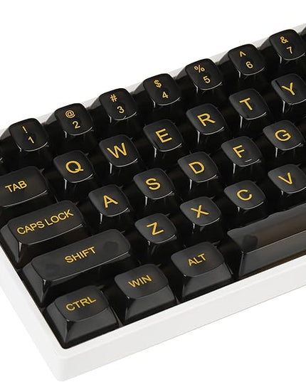 Guffercty kred 61 Keys Black Clear Keycap Set, Transparent Black Keycaps 60 Percent PC Material OSA Profile Only for 60% Keyboard(Obsidian-OSA)
