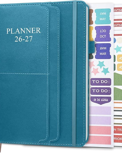2026-2027 Planner - Weekly & Monthly Planner Runs from January 2026 to June 2027, 5.8" x 8.25", 18 Month Planners, 14 Notes Pages, Inner Pocket, PU Leather Hard Cover, Teal Monthly Planners 2026-2027