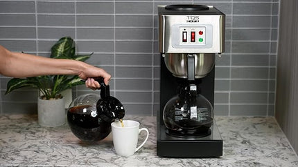 Existing Beauty 12-Cup Commercial Coffee Maker Stainless Steel - Double Coffee Machine for Office, Restaurant, Industrial Use - High Capacity Office Coffee Maker - TQS Cafe