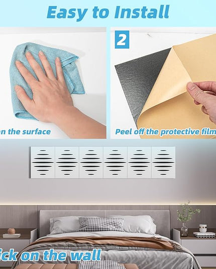 Art3d 6-Pack Self-Adhesive Soundproof Acoustic Panels for Wall, 16 x 12 Inch Wave Design Noise Block with Polyester & Foam for Bedroom Studio Office