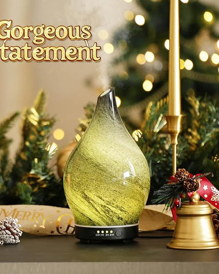 Porseme 150ml Essential Oil Diffuser Glass Color Changing Aroma Air Diffusers Aromatherapy Ultrasonic Cool Mist Humidifier 6 Running Hours Waterless Auto-Off for Sleeping Yoga Office Spa (Obsidian)