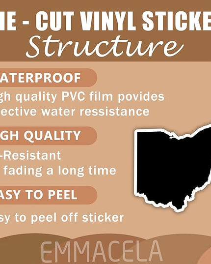 (3PCS) Ohio State Map Stickers, US State Stickers - Waterproof Vinyl Decals for Tumblers, Water Bottles, Laptops, Books, Scrapbooks, Great for North Dakota Lovers 3 x 2.7 Inch