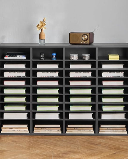 VEVOR Literature Organizer, 36 Compartments Office Mailbox with Adjustable Shelves, Wooden Mailbox Sorter Medium Density Fiberboard Office Home Classroom Storage for Files, Documents, Papers, Grey