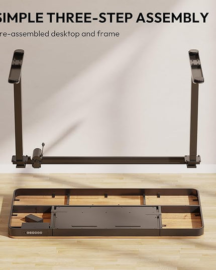Standing Desk with Drawer, Electric Height Adjustable Home Office Desk with Storage & USB Ports, 48 inch Black Walnut Wood Tabletop/Black Frame