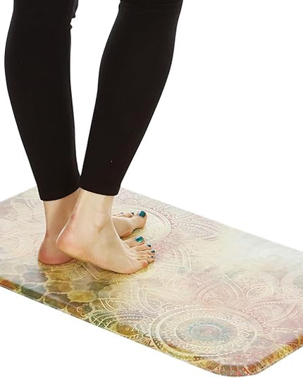 J&V TEXTILES Anti Fatigue Cushioned Comfort Mat, Ergonomically Durable, Supportive, Padded, Thick and Washable, Stain-Resistant, Kitchen, Garage, Office Standing Desk Mats (Boho Study Floral)*