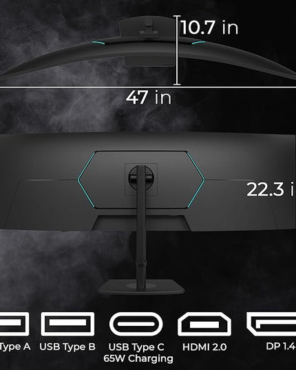 Deco Gear 49″ Curved Ultrawide Dual-QHD Monitor | 5120×1440 32:9 HDR400 | 120Hz VA Panel | USB-C 65W PD, FreeSync, PBP/PIP, KVM Switch | Built-in Speakers & Ergonomic Stand