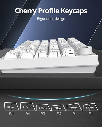 Guffercty kred 135 Key White Keyboard Keycap Set Side Engraved, Cherry Profile PBT Material Translucent Characters Compatible with MX Switches(Form Line)