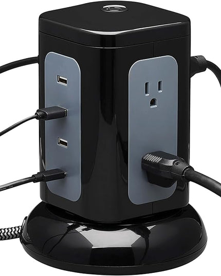 Tripp Lite TLP606UCTOWER Charging Tower Power Strip Surge Protector & Charging Station with USB Ports, 1800 Joules, 6 Outlets, 3 USB-A + 1 USB-C, 8ft Cord, Dorm Room Essentials Desk Accessory
