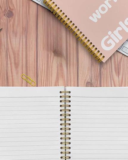 JKMBN Who Runs The World Journaling Notebooks, Pink Preppy Spiral Notebook, Inspirational Gifts for Women Teen Girls, Hardcover Spiral Notebooks College Ruled 5.5 x 8.3