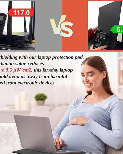 EMF Radiation Shielding Laptop Pad - 12x16 Inch Heat Blocking Mat, Anti-Radiation & Heat Protection for Laptop, Notebook, Tablet Use on Lap, Office, Travel