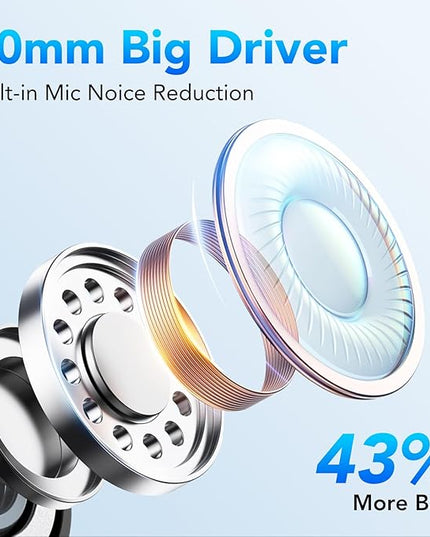 KT1 Wireless Earbuds V5.3 Bluetooth Earbuds 120Hrs Playtime, 4.7g Mini Size Painless Wear, IPX7 Waterproof, Deep Bass 2.0, Over-Ear Ear Buds Wireless Bluetooth Headphones for Sport Running (Blue)