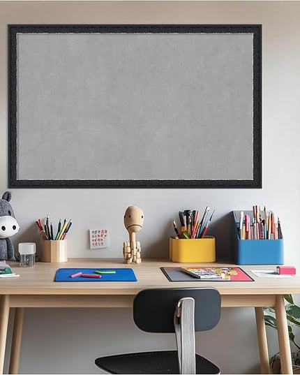 Amanti Art Black Framed Magnetic Board 22x34 Large Vision Board for use with Magnets, 100% Metal Sheet to Display Items as Office Decor or for Home Organization in mudroom, Kitchen or Kids Room