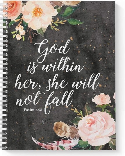 Gotcha Covered Notebooks Softcover She Will Not Fall 8.5" x 11" Religious Spiral Notebook/Journal, 120 College Ruled Pages, Durable Gloss Laminated Cover, White Wire-o Spiral. Made in the USA