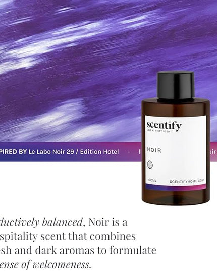 Scentify Noir Aroma Oil Refill Scent for Oil Diffusers - Bergamot, Bay Leaf, Vetiver, Cedar, Musk Scents - Luxurious Relaxing Aromatherapy Diffuser Fragrance 100ml, 3.38 oz