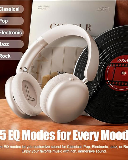 Wentronic Y06 Noise Cancelling Headphones,58H Playtime and 5 EQ Music Modes Wireless Over Ear Bluetooth Headphones with Microphone,Lossless Audio,Multipoint Connection,Foldable,Lightweight,Starlight