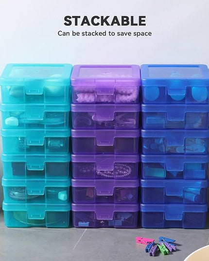 novelinks 18 Pack Small Plastic Storage Containers Clear Arts & Crafts Storage Boxes & Organizers Stackable Small Containers With Lids For Organizin (Set 4)