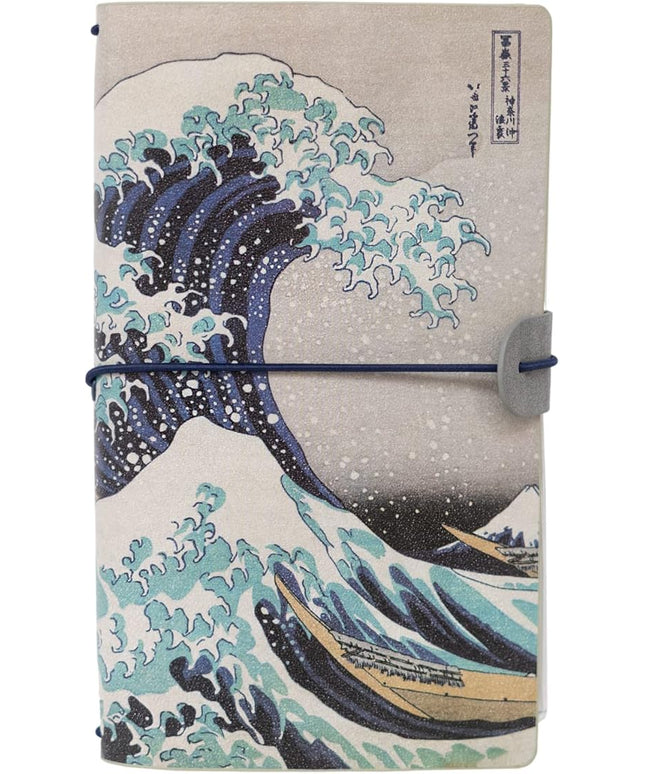 Kokonote Travelers Notebook Japanese Hokusai| Travel Pocket Notebook | Travel Journal For Women | Gifts For Travelers | Cute Small Notebook | 7.3 x 4 Inches | 80 Sheets PU Leather Journal